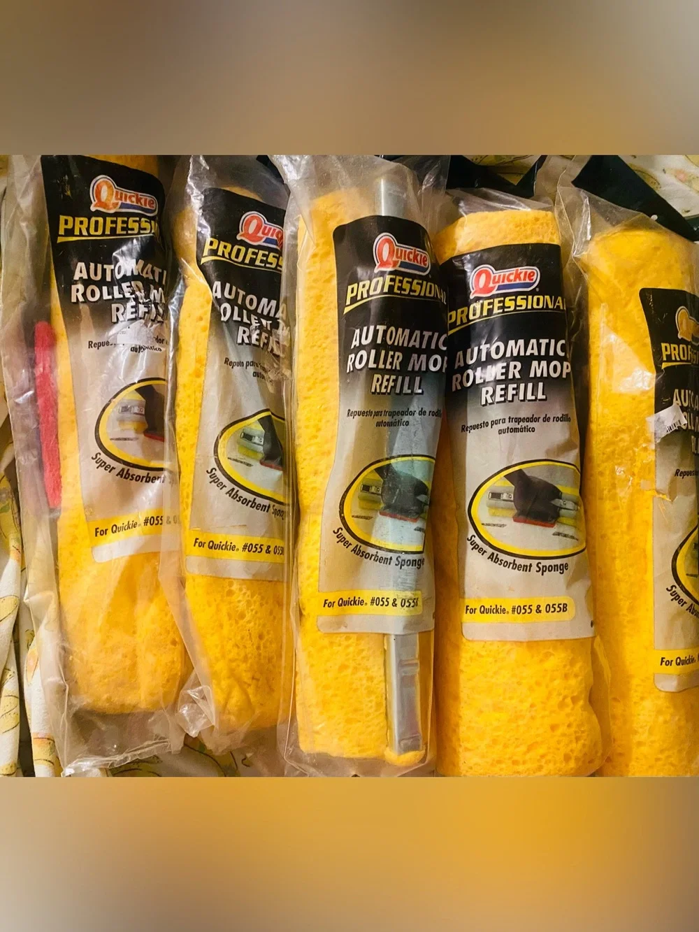Quickie Professional Automatic Roller Mop Refill - Yellow #055 & 0558 LOT OF 5